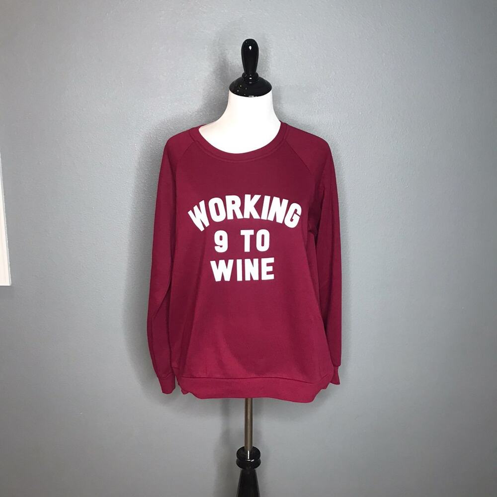 Large womens working 9 to wine red sweater free